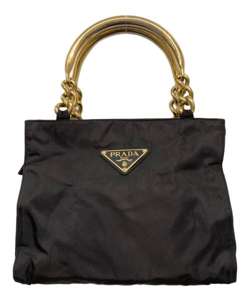 PRADA（プラダ）PRADA (プラダ) ゴールドハンドルハンドバッグ ブラックの古着・服飾アイテム