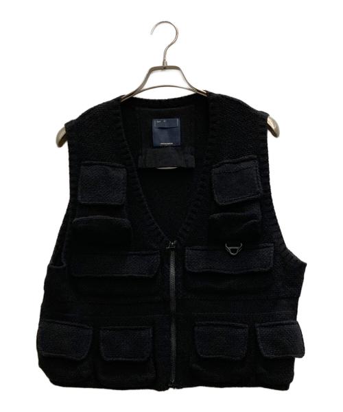 meanswhile（ミーンズワイル）meanswhile (ミーンズワイル) Knit Luggage Vest ブラック サイズ:1の古着・服飾アイテム