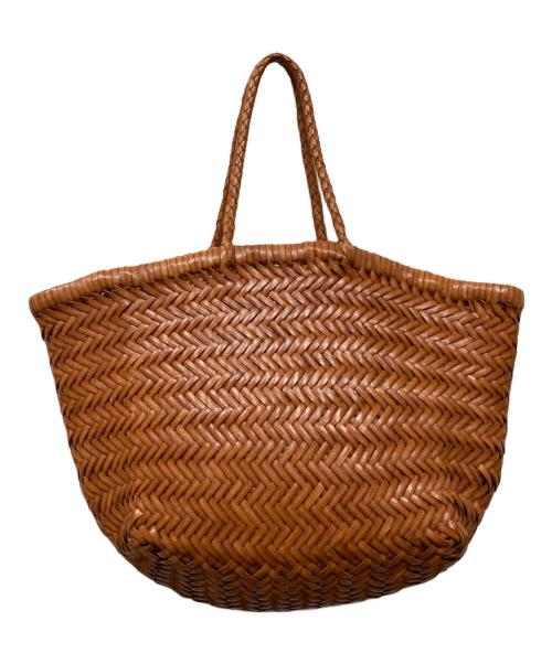 SAINT CHRISTOPHER（セント クリストファー）SAINT CHRISTOPHER (セント クリストファー) 編み込みレザーハンドバッグ ブラウンの古着・服飾アイテム