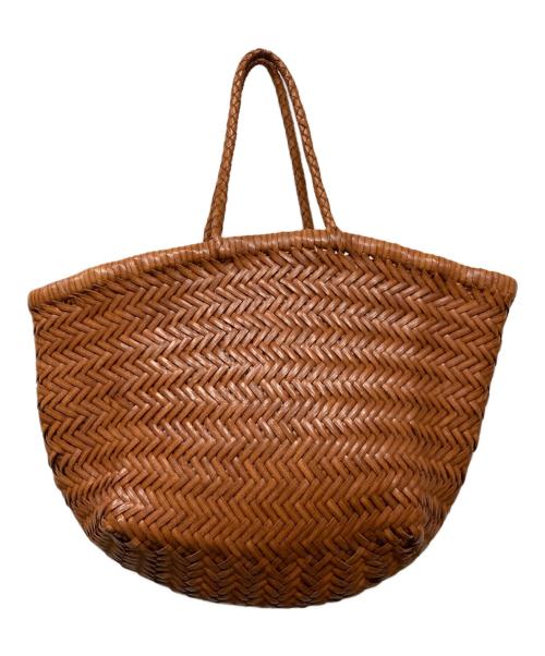 SAINT CHRISTOPHER（セント クリストファー）SAINT CHRISTOPHER (セント クリストファー) 編み込みレザーハンドバッグ ブラウンの古着・服飾アイテム