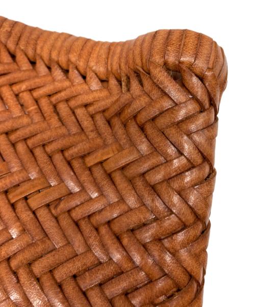 SAINT CHRISTOPHER（セント クリストファー）SAINT CHRISTOPHER (セント クリストファー) 編み込みレザーハンドバッグ ブラウンの古着・服飾アイテム