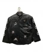 pinkspinkピンクスピンク）の古着「エコレザージャケット」｜ブラック