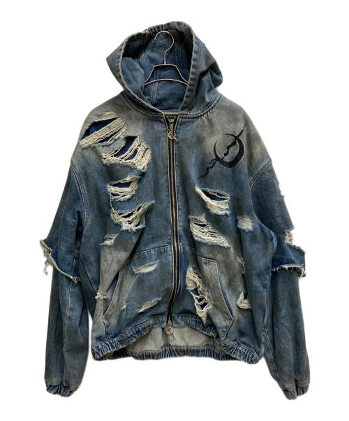 pinkspink（ピンクスピンク）PINKSPINK (ピンクスピンク) ダメージデニムフーデットジャケット インディゴ サイズ:Lの古着・服飾アイテム