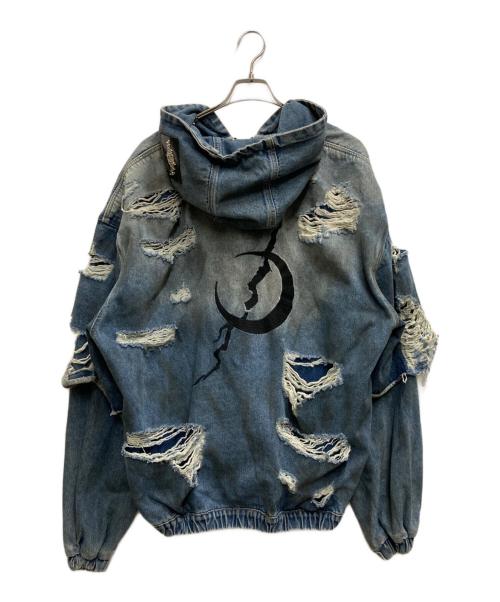 pinkspink（ピンクスピンク）PINKSPINK (ピンクスピンク) ダメージデニムフーデットジャケット インディゴ サイズ:Lの古着・服飾アイテム