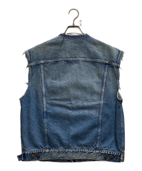 INSCRIRE（アンスクリア）INSCRIRE (アンスクリア) B-SHOP (ビショップ) カットオフトラッカージャケット ブルー サイズ:46の古着・服飾アイテム