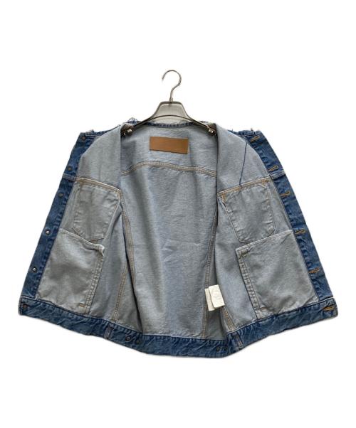 INSCRIRE（アンスクリア）INSCRIRE (アンスクリア) B-SHOP (ビショップ) カットオフトラッカージャケット ブルー サイズ:46の古着・服飾アイテム