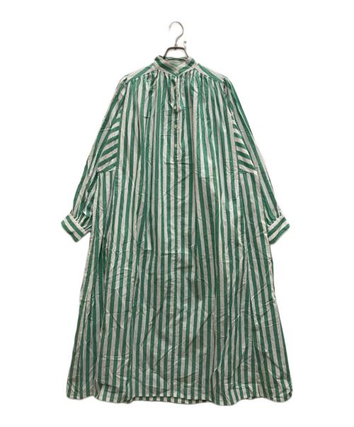 TEN（テン）TEN (テン) Ron Herman (ロンハーマン) コットンカフタンドレス グリーン×ホワイト サイズ:ｆreeの古着・服飾アイテム
