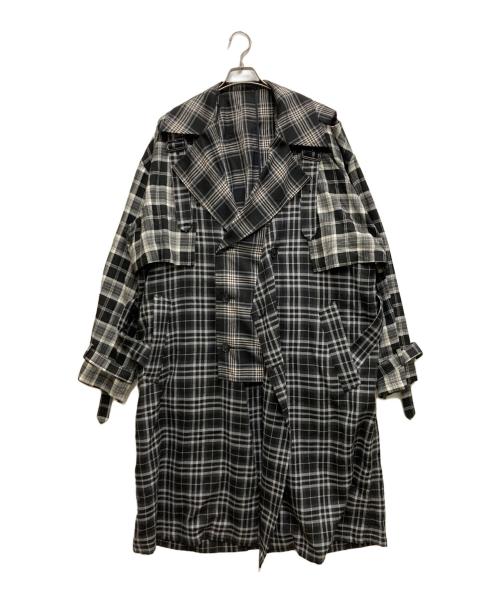 IROQUOIS（イロコイ）IROQUOIS (イロコイ) LAYRED TRENCH CO T/R CHECK ブラック サイズ:3の古着・服飾アイテム
