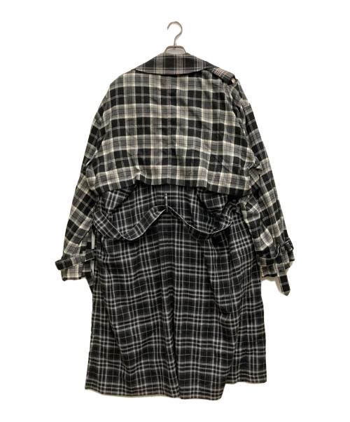 IROQUOIS（イロコイ）IROQUOIS (イロコイ) LAYRED TRENCH CO T/R CHECK ブラック サイズ:3の古着・服飾アイテム