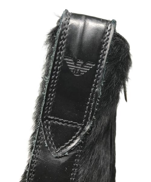 EMPORIO ARMANI（エンポリオ アルマーニ）EMPORIO ARMANI (エンポリオアルマーニ) ハラコジップブーツ ブラック サイズ:9の古着・服飾アイテム