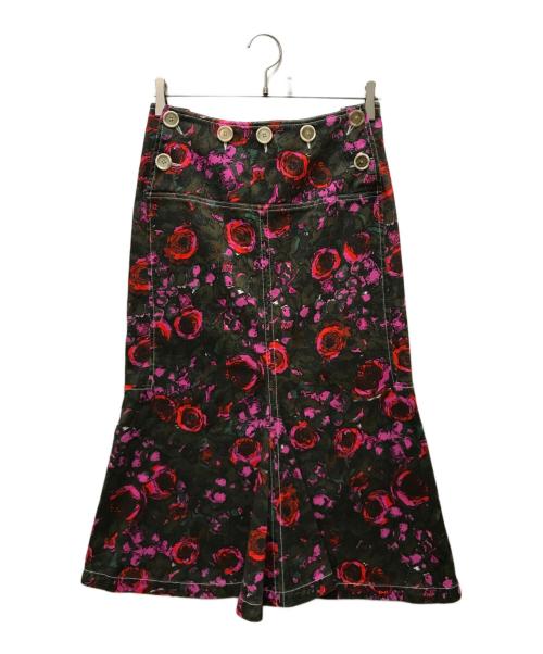 MARNI（マルニ）MARNI (マルニ) ボタニカルフレアヘムスカート ピンク×ブラウン サイズ:40の古着・服飾アイテム