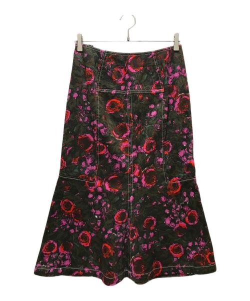 MARNI（マルニ）MARNI (マルニ) ボタニカルフレアヘムスカート ピンク×ブラウン サイズ:40の古着・服飾アイテム
