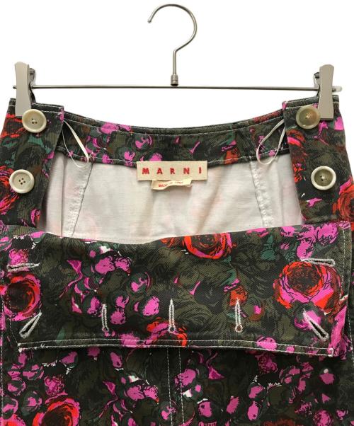 MARNI（マルニ）MARNI (マルニ) ボタニカルフレアヘムスカート ピンク×ブラウン サイズ:40の古着・服飾アイテム