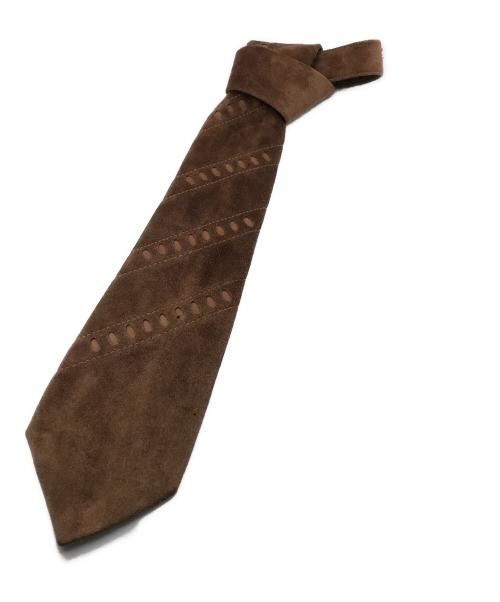 HERMES（エルメス）HERMES (エルメス) スウェードネクタイ ブラウン サイズ:表記なしの古着・服飾アイテム