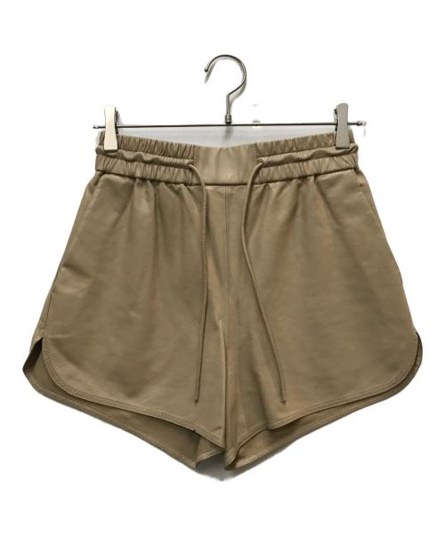 yves salomon（イヴサロモン）YVES SALOMON (イヴサロモン) タイディテール レザーショートパンツ ブラウン サイズ:34の古着・服飾アイテム