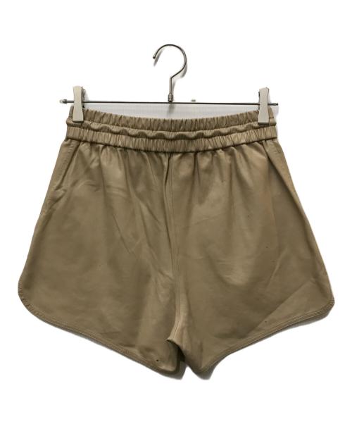 yves salomon（イヴサロモン）YVES SALOMON (イヴサロモン) タイディテール レザーショートパンツ ブラウン サイズ:34の古着・服飾アイテム