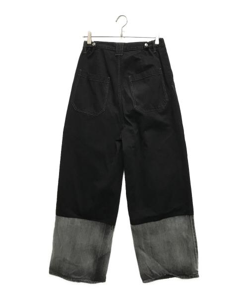 YOKE（ヨーク）YOKE (ヨーク) LASER PROCESSED DENIM WIDE-LEG BUGGY PANTS ブラック サイズ:3の古着・服飾アイテム