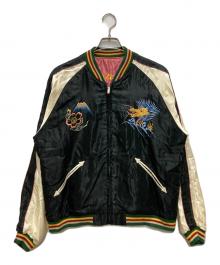 東洋エンタープライズ（トウヨウエンタープライズ）の古着「Early 1950s Style Acetate Souvenir Jacket “ROARING TIGER” × “JAPAN MAP”」｜ピンク×ブラック