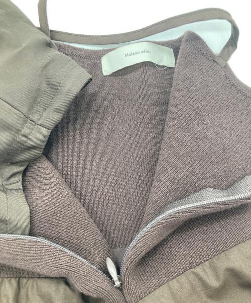 maison celon（メゾンセロン）maison celon (メゾンセロン) ニット切替キャミワンピース ブラウン サイズ:FREEの古着・服飾アイテム