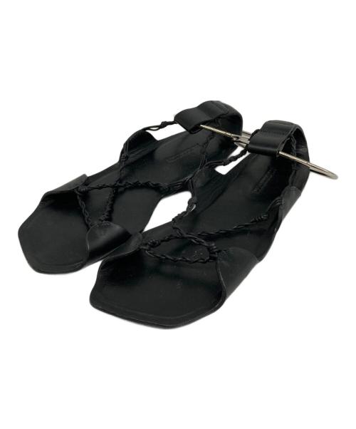 JIL SANDER（ジルサンダー）JIL SANDER (ジルサンダー) アンクルフラットサンダル ブラック サイズ:39の古着・服飾アイテム