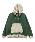 Name.ネーム）の古着「ASYMMETRIC SWITCHING HOODIE」｜ベージュ×グリーン