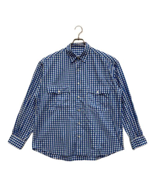 Porter Classic（ポータークラシック）Porter Classic (ポータークラシック) ROLL UP TRICOLOR GINGHAM CHECK SHIRT ブルー×ホワイト サイズ:Mの古着・服飾アイテム