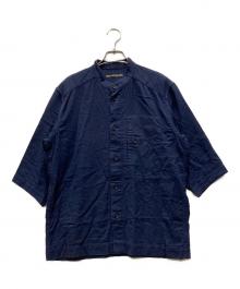 ISSEY MIYAKE MEN（イッセイミヤケメン）の古着「ノーカラー S/S シャツ」｜ネイビー