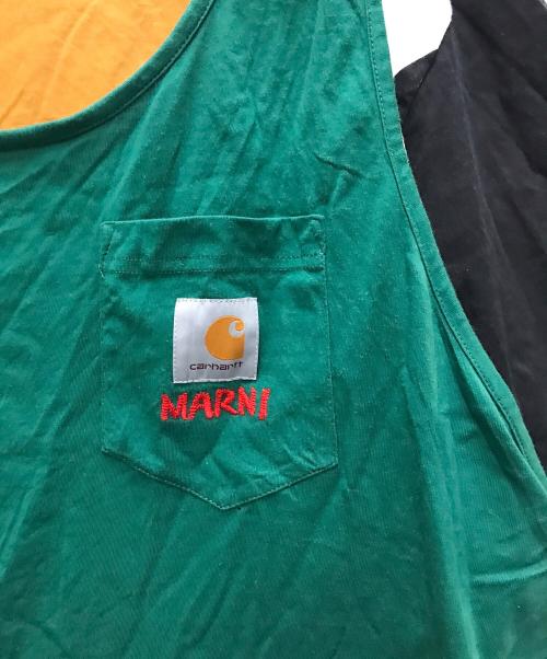 CarHartt（カーハート）CarHartt (カーハート) MARNI (マルニ) S/S POCKET T-SHIRT グリーン×ホワイト サイズ:Lの古着・服飾アイテム