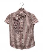 Vivienne Westwood RED LABELヴィヴィアンウエストウッドレッドレーベル）の古着「フリルストライプシャツ」｜パープル×ホワイト