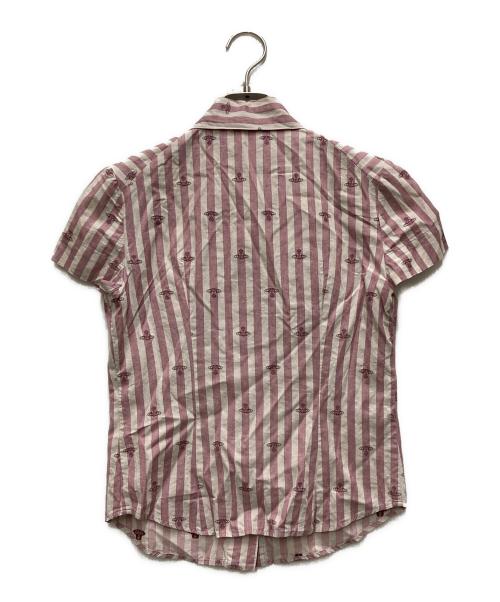 Vivienne Westwood RED LABEL（ヴィヴィアンウエストウッドレッドレーベル）Vivienne Westwood RED LABEL (ヴィヴィアンウエストウッドレッドレーベル) フリルストライプシャツ パープル×ホワイト サイズ:1の古着・服飾アイテム