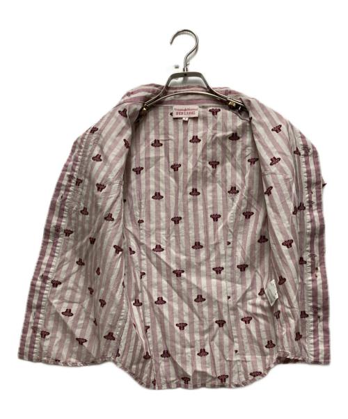 Vivienne Westwood RED LABEL（ヴィヴィアンウエストウッドレッドレーベル）Vivienne Westwood RED LABEL (ヴィヴィアンウエストウッドレッドレーベル) フリルストライプシャツ パープル×ホワイト サイズ:1の古着・服飾アイテム