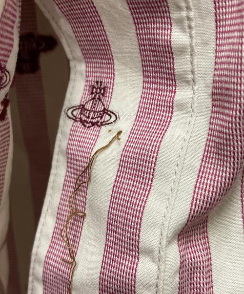Vivienne Westwood RED LABEL（ヴィヴィアンウエストウッドレッドレーベル）Vivienne Westwood RED LABEL (ヴィヴィアンウエストウッドレッドレーベル) フリルストライプシャツ パープル×ホワイト サイズ:1の古着・服飾アイテム