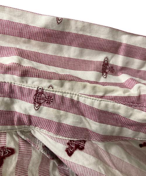 Vivienne Westwood RED LABEL（ヴィヴィアンウエストウッドレッドレーベル）Vivienne Westwood RED LABEL (ヴィヴィアンウエストウッドレッドレーベル) フリルストライプシャツ パープル×ホワイト サイズ:1の古着・服飾アイテム