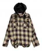 FR(13)NDSフレンズ）の古着「Cotton Damege Shirt」｜ベージュ×ブラック