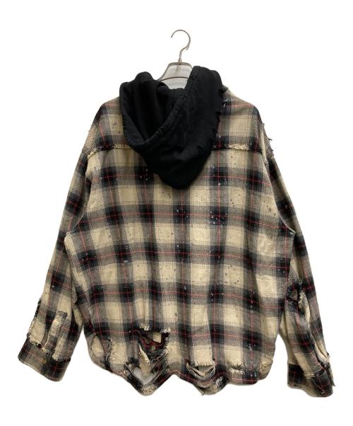 FR(13)NDS（フレンズ）FR(13)NDS (フレンズ) Cotton Damege Shirt ベージュ×ブラック サイズ:Mの古着・服飾アイテム