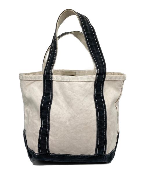 L.L.Bean（エルエルビーン）L.L.Bean (エルエルビーン) REMI RELIEF (レミレリーフ) ダメージ加工ミニトートバッグ ホワイト×ネイビーの古着・服飾アイテム