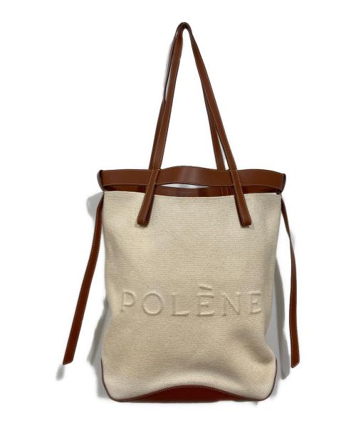 POLENE（ポレーヌ）POLENE (ポレーヌ) Ilo totebag SAND ホワイト×ブラウンの古着・服飾アイテム