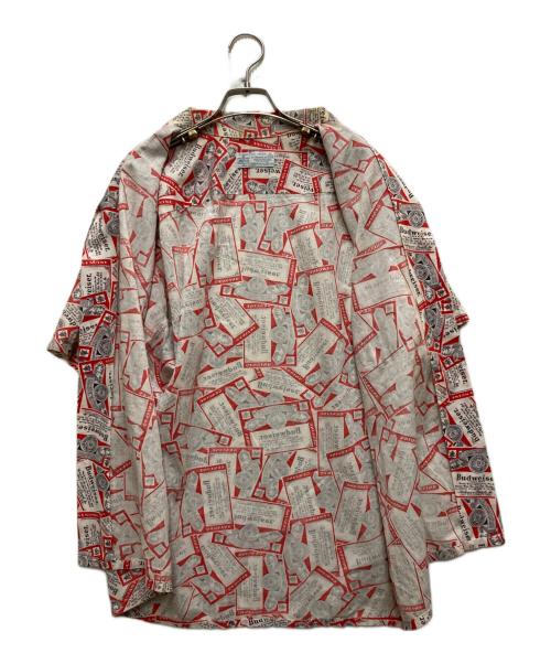PERMANENT PRESS（パーマネントプレス）PERMANENT PRESS (パーマネントプレス) 70s budweiserオールオーバープリントオープンカラーシャツ レッド サイズ:Lの古着・服飾アイテム