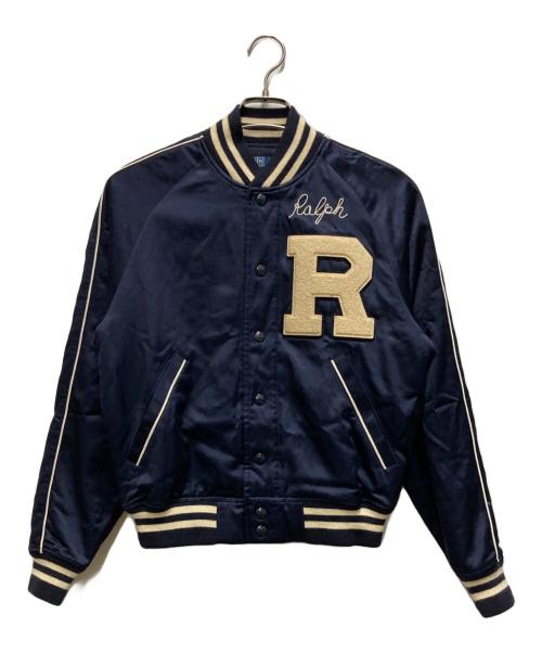 POLO RALPH LAUREN（ポロ・ラルフローレン）POLO RALPH LAUREN (ポロ・ラルフローレン) LOGO SATIN BOMBER JACKET ネイビー サイズ:XSの古着・服飾アイテム