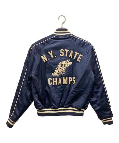 POLO RALPH LAUREN（ポロ・ラルフローレン）POLO RALPH LAUREN (ポロ・ラルフローレン) LOGO SATIN BOMBER JACKET ネイビー サイズ:XSの古着・服飾アイテム