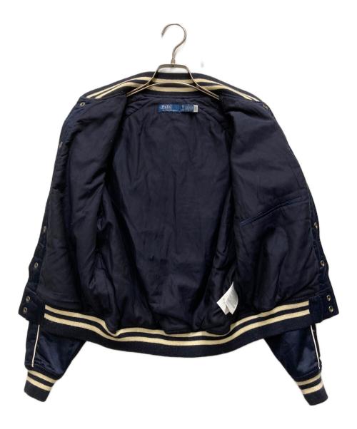 POLO RALPH LAUREN（ポロ・ラルフローレン）POLO RALPH LAUREN (ポロ・ラルフローレン) LOGO SATIN BOMBER JACKET ネイビー サイズ:XSの古着・服飾アイテム