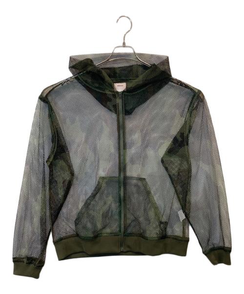 oddment（オッドメント）oddment (オッドメント) カモフラメッシュジップパーカー グリーン サイズ:Lの古着・服飾アイテム