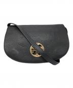 TORY BURCHトリーバーチ）の古着「レザーフラップショルダーバッグ」｜ブラック