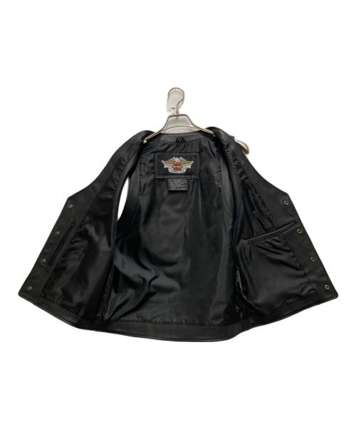 HARLEY-DAVIDSON（ハーレーダビッドソン）HARLEY-DAVIDSON (ハーレーダビッドソン) バックロゴレザーベスト ブラック サイズ:Mの古着・服飾アイテム