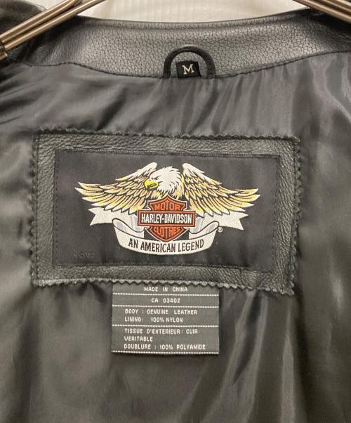HARLEY-DAVIDSON（ハーレーダビッドソン）HARLEY-DAVIDSON (ハーレーダビッドソン) バックロゴレザーベスト ブラック サイズ:Mの古着・服飾アイテム