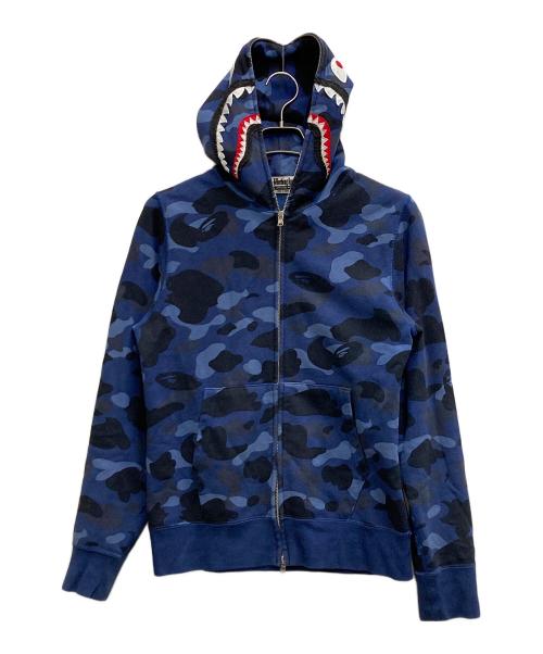 A BATHING APE（ア ベイシング エイプ）A BATHING APE (ア ベイシング エイプ) CAMO SHARK FULL ZIP HOODIE PONR ブルー サイズ:Sの古着・服飾アイテム