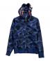 A BATHING APE（ア ベイシング エイプ）の古着「CAMO SHARK FULL ZIP HOODIE PONR」｜ブルー