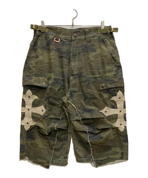 SUPPLIER（サプライヤー）SUPPLIER (サプライヤー) CROSS LEATHER PATCH BAGY SHIRTS オリーブ サイズ:Lの古着・服飾アイテム