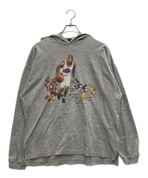 WARNER BROS（ワーナーブラザース）Warner Bros (ワーナーブラザース) 90's ジョーダン×ルーニーチューンズフーディー グレー サイズ:Lの古着・服飾アイテム