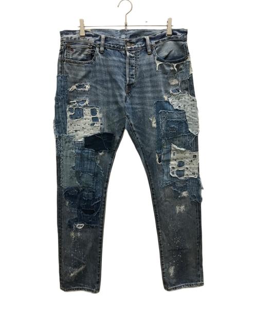 POLO RALPH LAUREN（ポロ・ラルフローレン）POLO RALPH LAUREN (ポロ・ラルフローレン) 再構築デニムパンツ インディゴ サイズ:86cm (W34)の古着・服飾アイテム